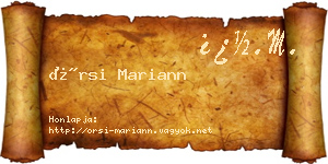 Örsi Mariann névjegykártya